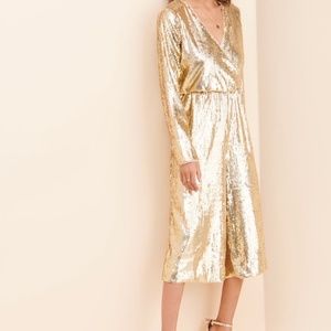Anthropologie Glamorous Gold Sequin Jumpsuit